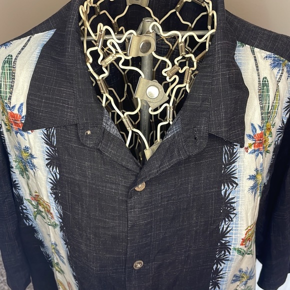 2XL Batick Bay Hawaiian button up shirt. Black with tropical designs. - Picture 2 of 5